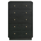 Burton Black 5-Drawer Chest of Drawers for Bedroom Storage.