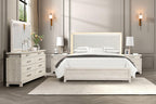 Transitional Nightstand with Marble Top and Metal Handles.