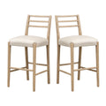 Modern Ladder Back Bar Stool Set of 2 with wooden frame and upholstered seats, ideal for stylish dining or bar areas.