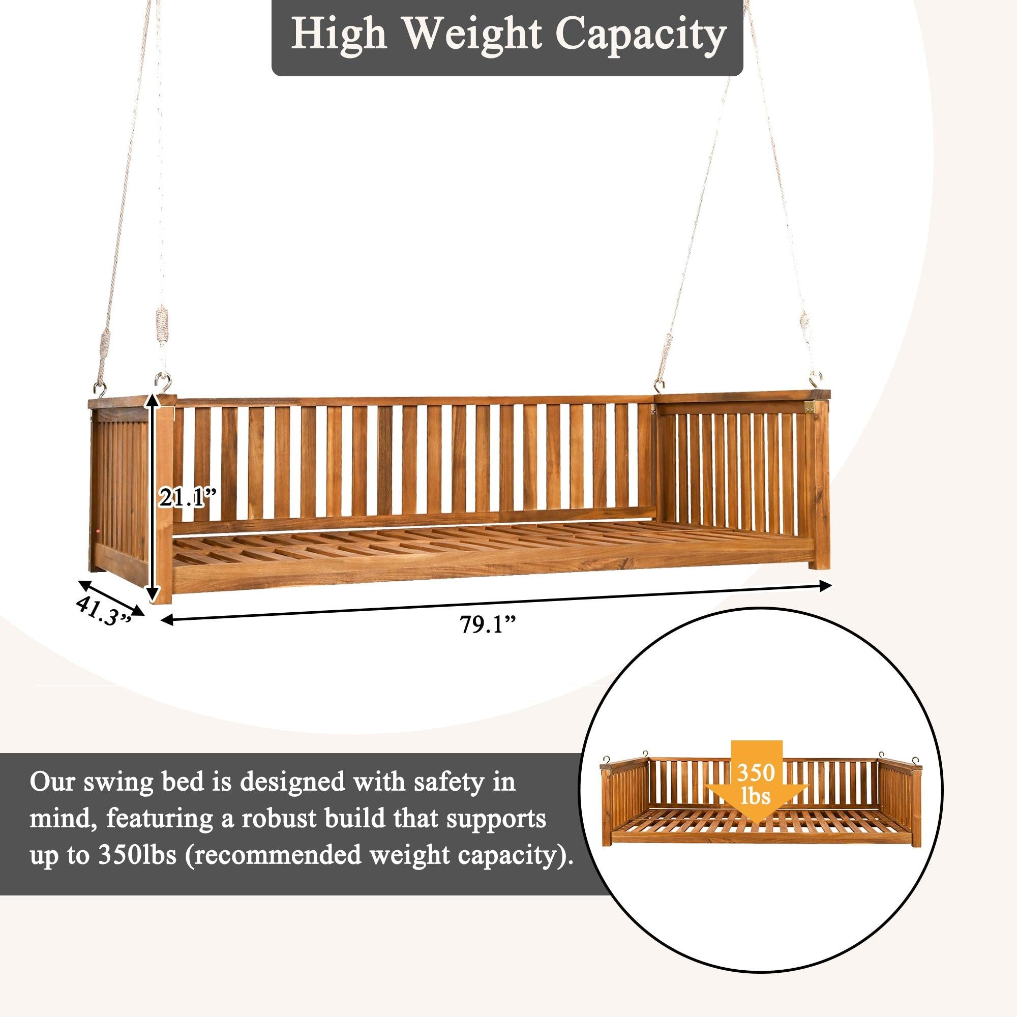 TOPMAX Twin Size Garden Swing Bed for Outdoor Relaxation.