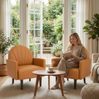 Shell-Shaped Armchair with PU Leather Upholstery.