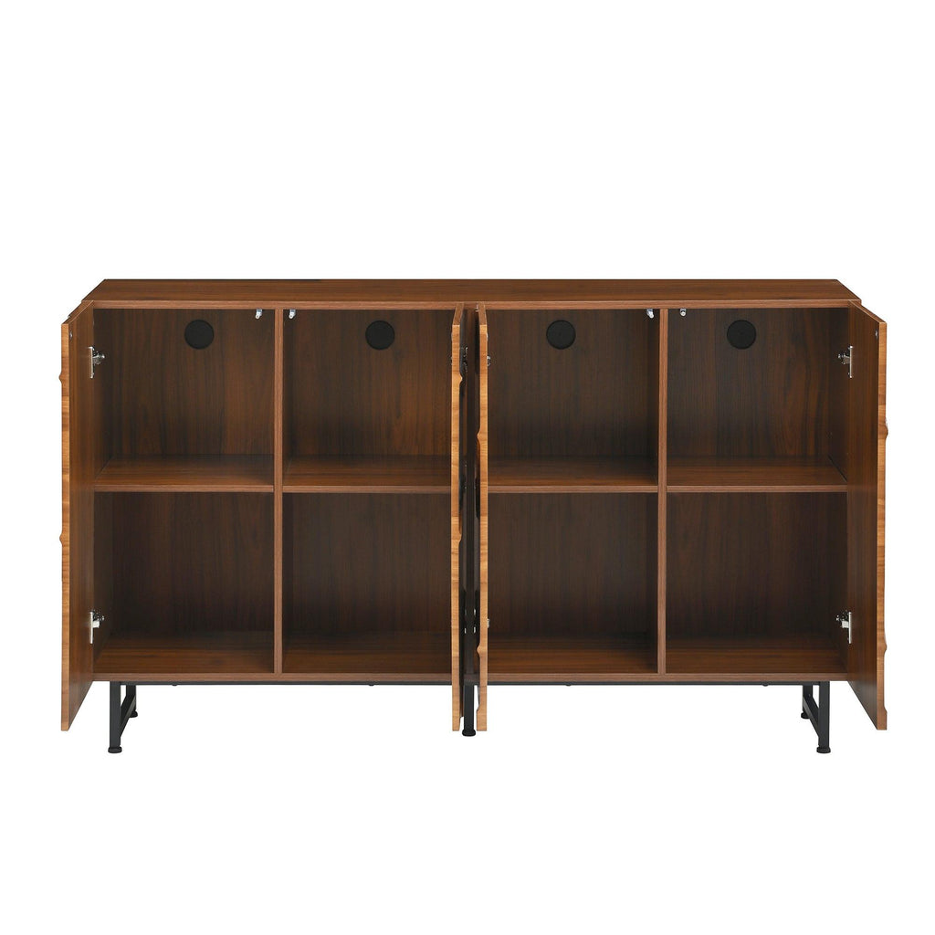 Wood Sideboard with Wave Design & Storage.