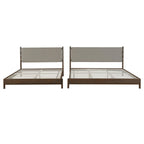 King Bed Frame with Headboard - Rubber Wood Platform Design.