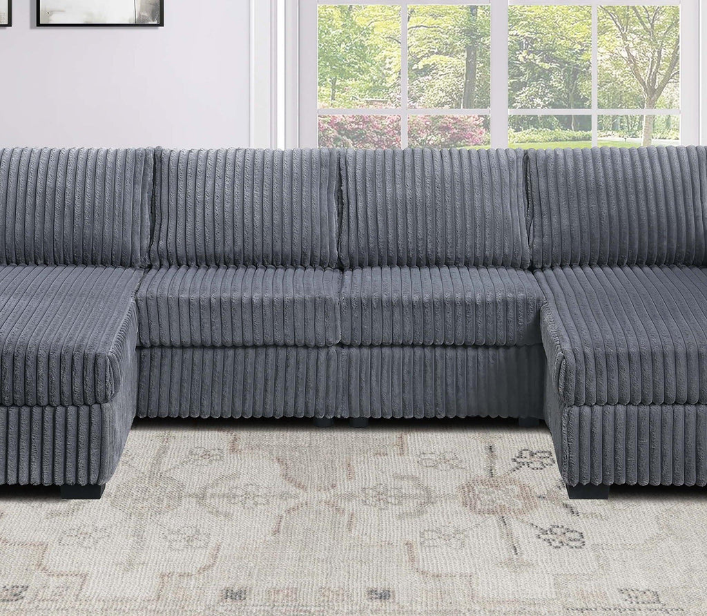 Dark Gray U-Shaped Sectional Set for Comfortable Living Space.