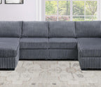 Dark Gray U-Shaped Sectional Set for Comfortable Living Space.