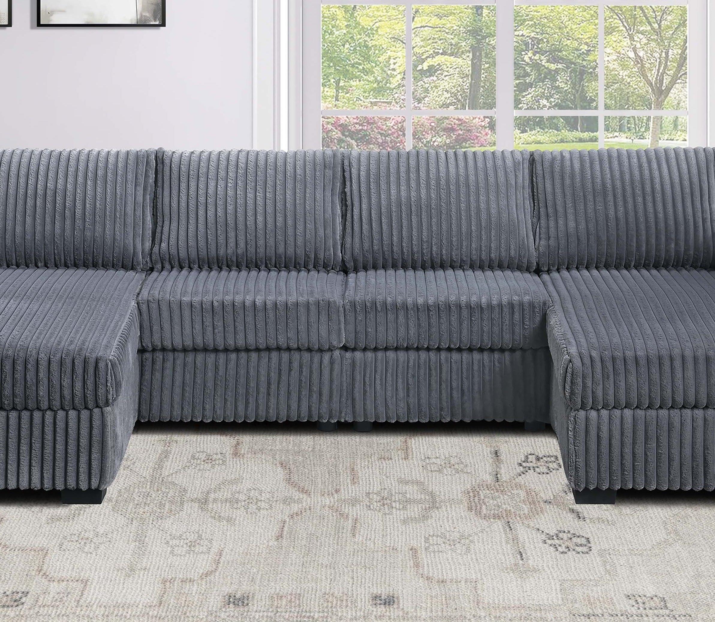 Dark Gray U-Shaped Sectional Set for Comfortable Living Space.