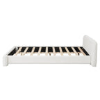 Cozy Upholstered Queen Bed in White Boucle.