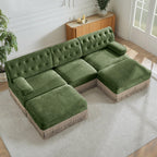 Modular Velvet Chesterfield Sofa with Tassel Skirt.