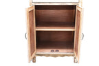 Rustic Wooden Storage Cabinet with Cutout Door & Drawers.