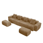 Modular U Shape Sectional Sofa in Velvet with Ottomans.