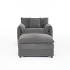 Chenille Recliner Chair with Movable Ottoman for Comfort.
