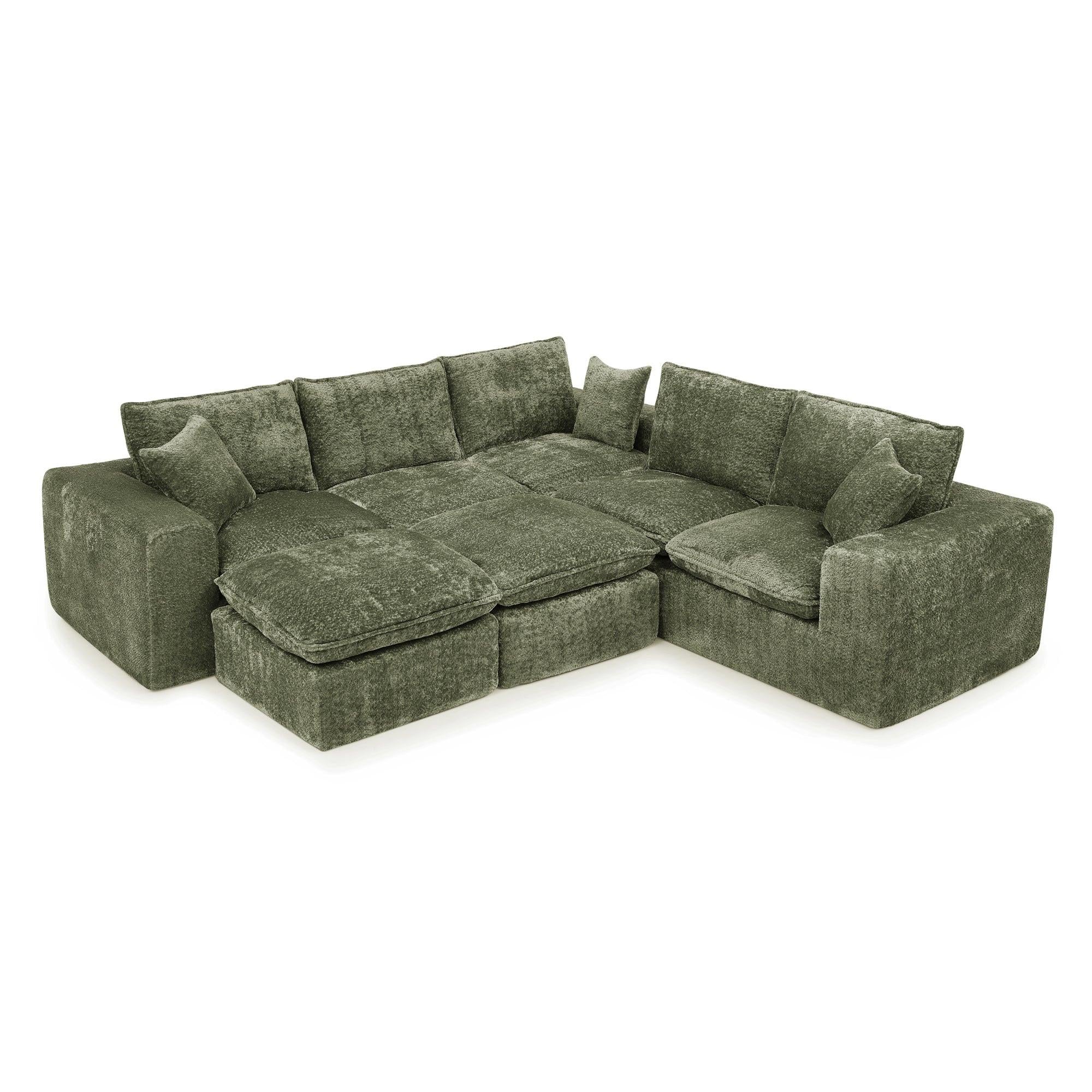 107'' Modern L-shaped Sectional Sofa with Ottomans.