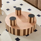 Round Wood Coffee Table for Living Room Decor.