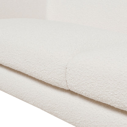 Cushion detail of Alpine Sherpa Sofa Ivory White featuring plush, removable seat cushions in textured boucle fabric.