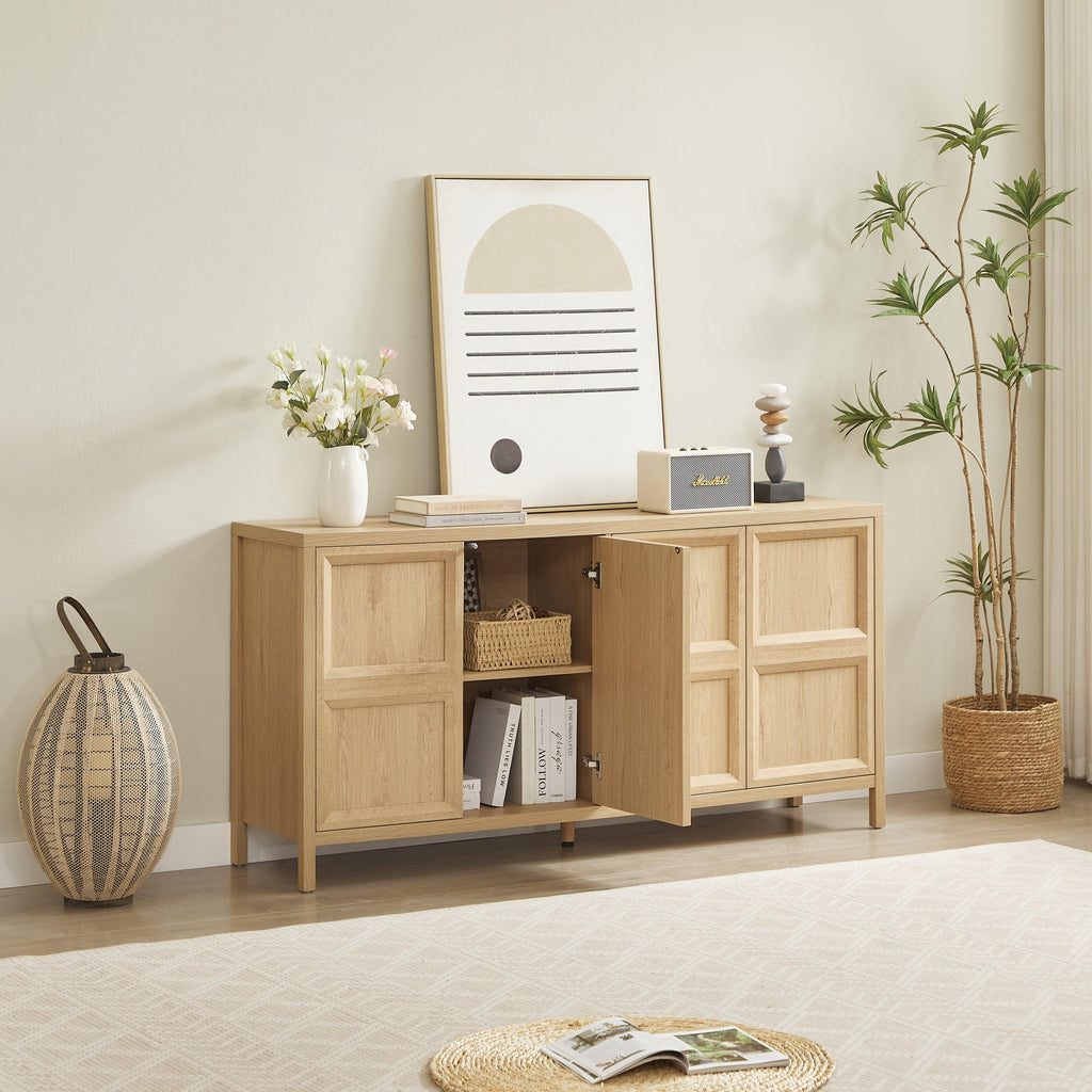 67'' Oak Sideboard Storage Cabinet with Tip-On Opening.