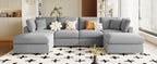 130' U-Shaped Sectional Sofa - Large & Versatile gray chenille sofa with colorful pillows in a cozy, well-lit living room setting.