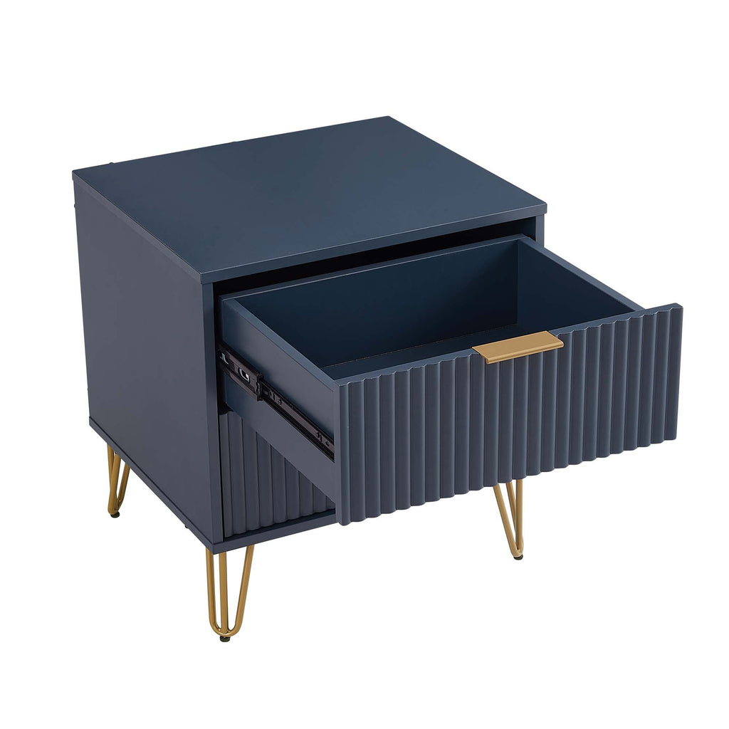 Dumbo 20' Fluted Nightstand in Midnight Blue (2-Drawer)