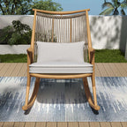 Outdoor Rocking Chair with Iron Frame for Comfort.