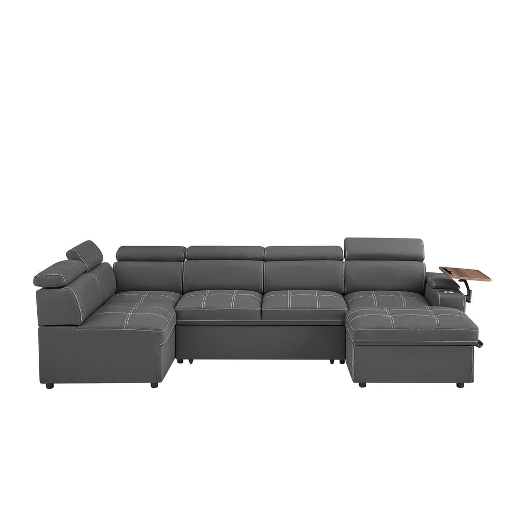 Grey Sectional Sofa with Storage Ottoman for Comfort.