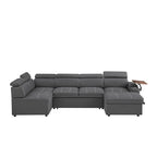 Grey Sectional Sofa with Storage Ottoman for Comfort.