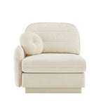 Celena 1-Seater Cream Beige Chenille Sofa with Lustrous Velvet Texture