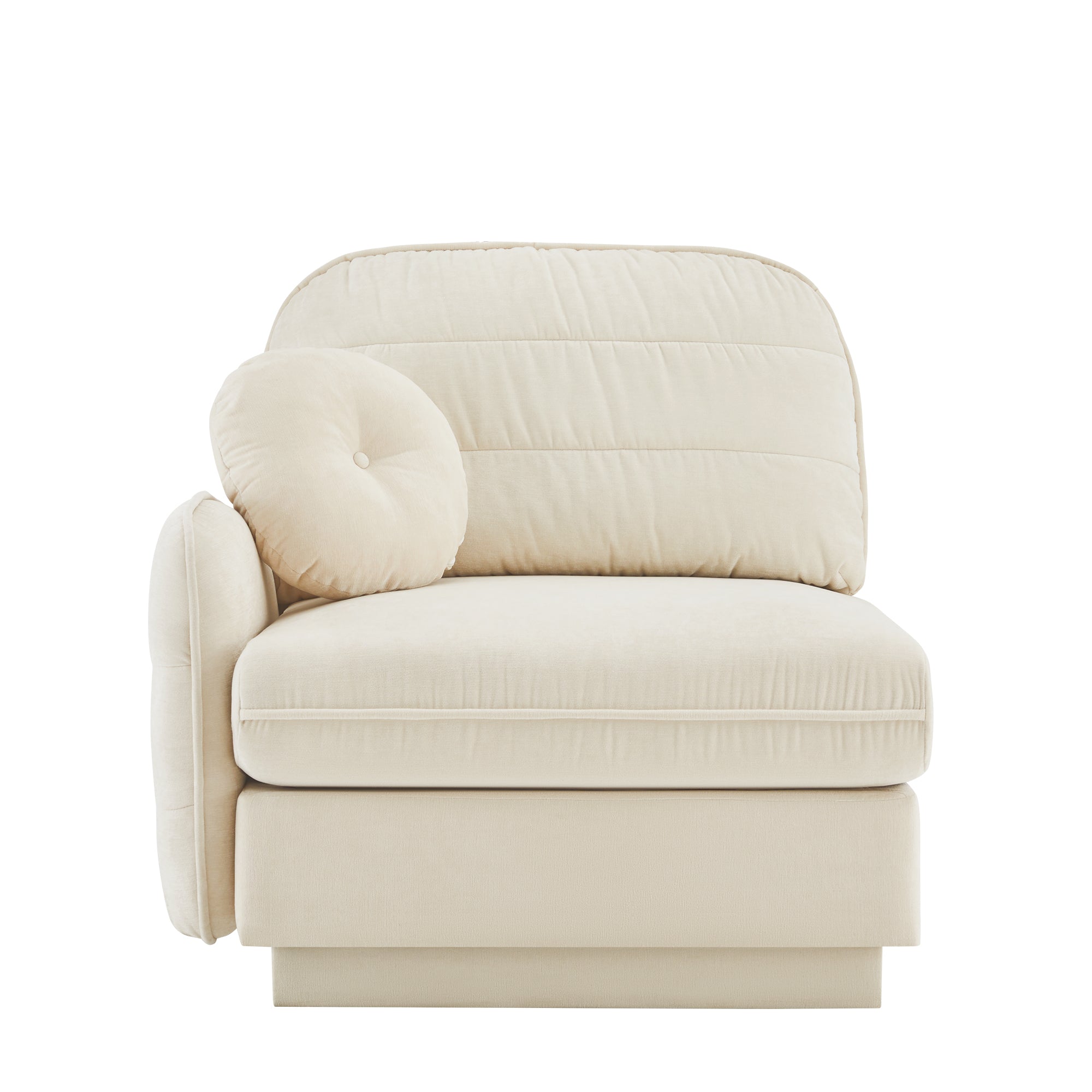 Celena 1-Seater Cream Beige Chenille Sofa with Lustrous Velvet Texture
