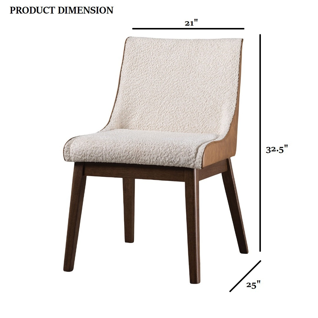 Mid-Century Modern Side Chair dimensions: 32.5" height, 21" width, 25" depth, with padded seat and walnut wood legs.