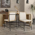 Pair of Oak Beige Dining Chairs placed in a stylish dining room with wood table and neutral-toned decor for a contemporary look.