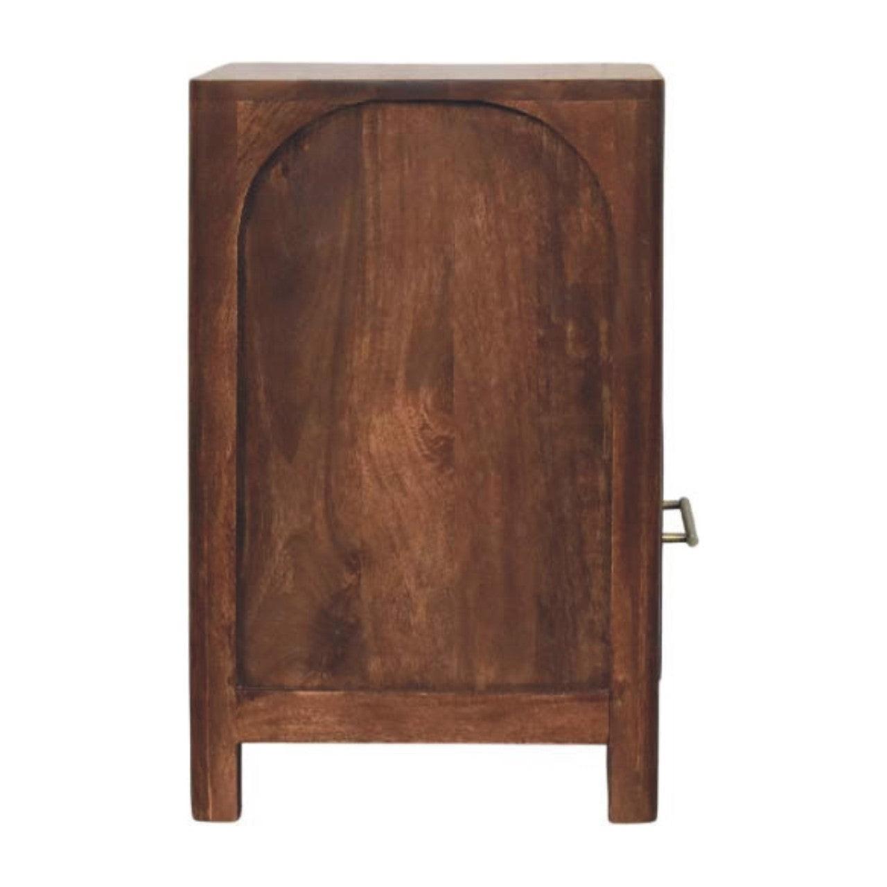 Solid Wood Arc-Line Bedside Table with Arch Design.