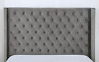 Gray Queen Size Bed Frame with Upholstered Design.