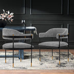 Lia Metal Chenille Armchair in Gray.