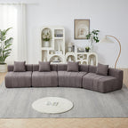 Modular Chenille Curved Sectional Sofa with 4 Pillows.