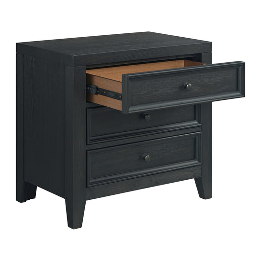 Black 3-Drawer Nightstand