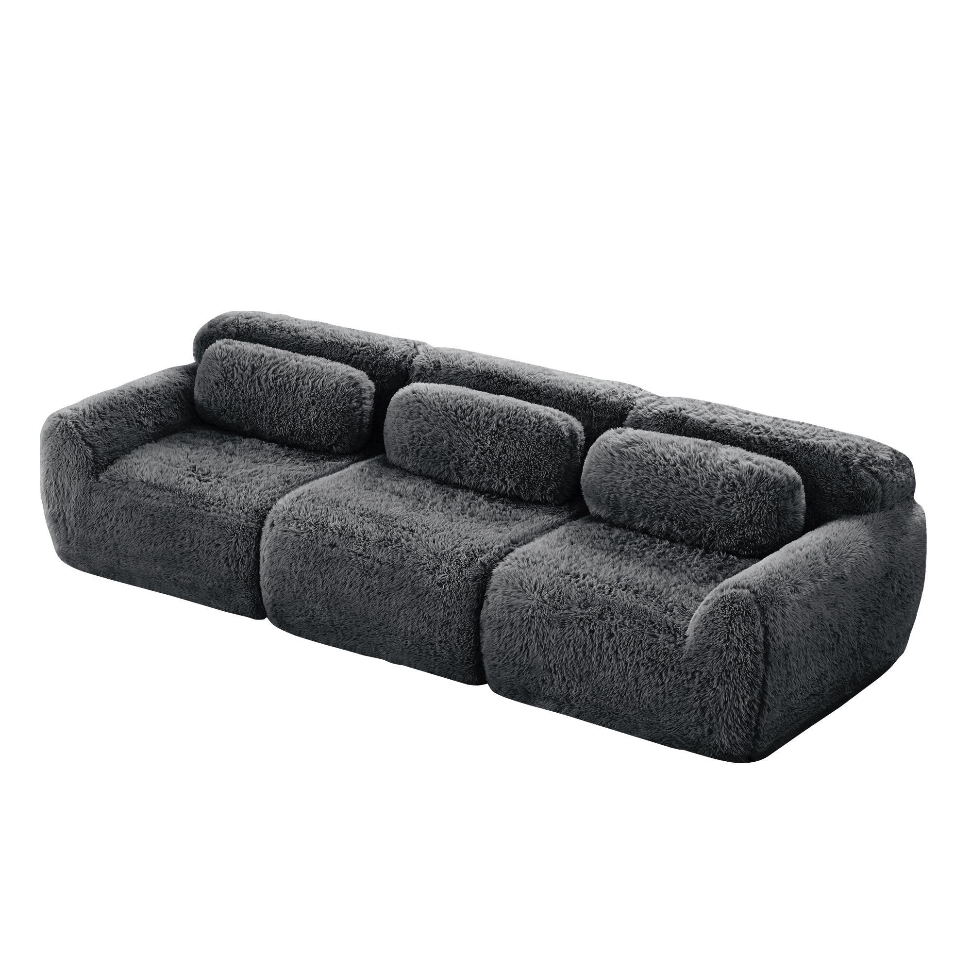 Modular Sectional Sofa - Comfortable & Versatile Design with three plush seats and back pillows, offering a cozy and stylish seating solution.