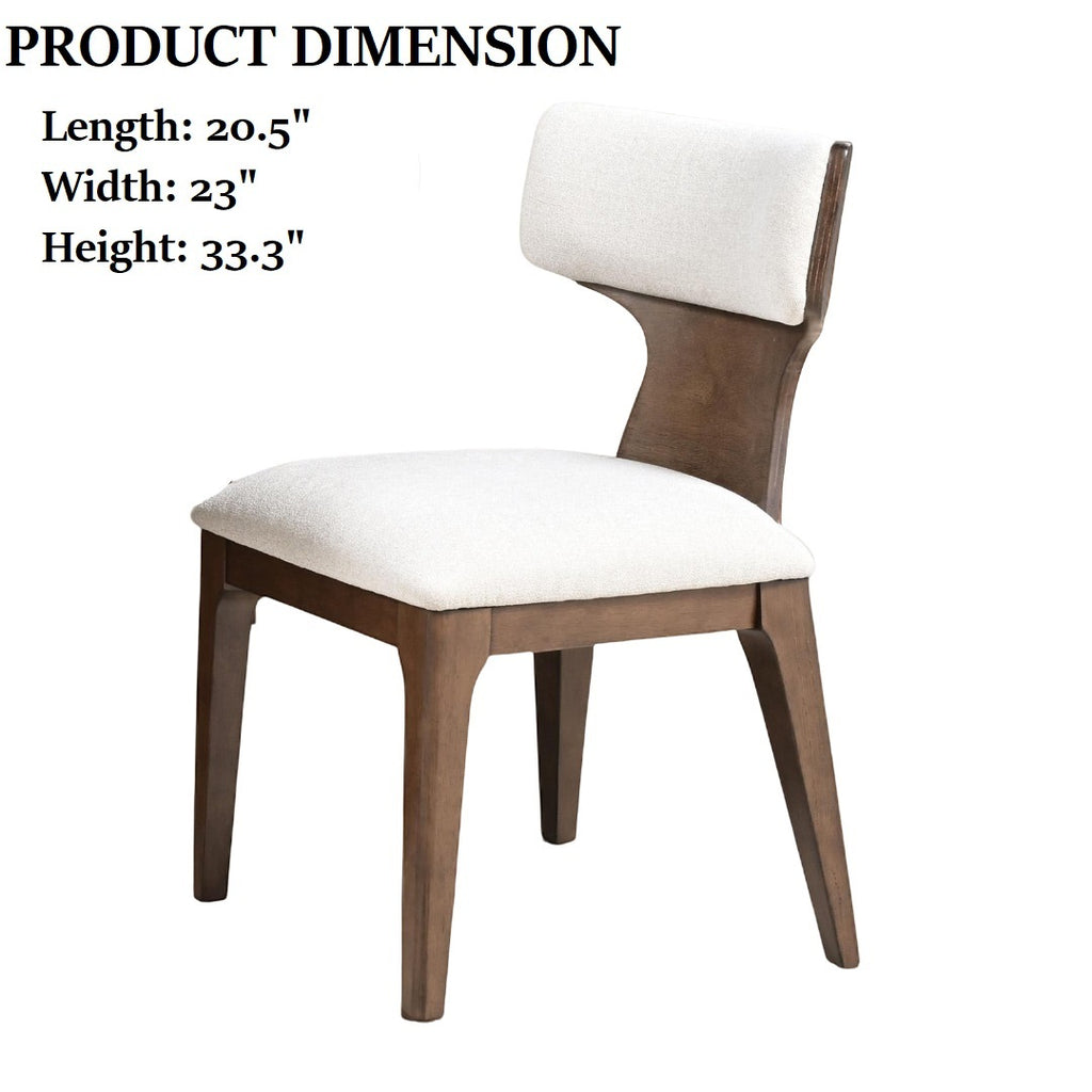 Contemporary Dining Chairs - Brown 2pc Set with curved backrest, shown with product dimensions: 20.5"L x 23"W x 33.3"H.
