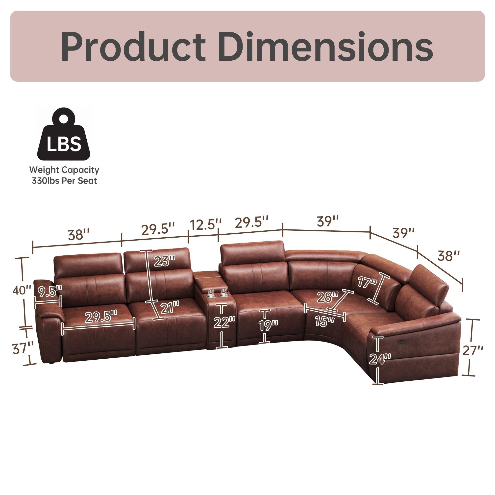 6-Piece Modular Leather Sectional Sofa for Living Room.
