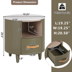 Modern Round Nightstand with Storage Drawer & Shelf.