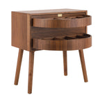 Rotating Hidden Compartment Nightstands - Walnut Rattan Table.