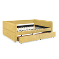 Yellow Boucle Queen Daybed with Two Drawers and Eucalyptus Wood Frame