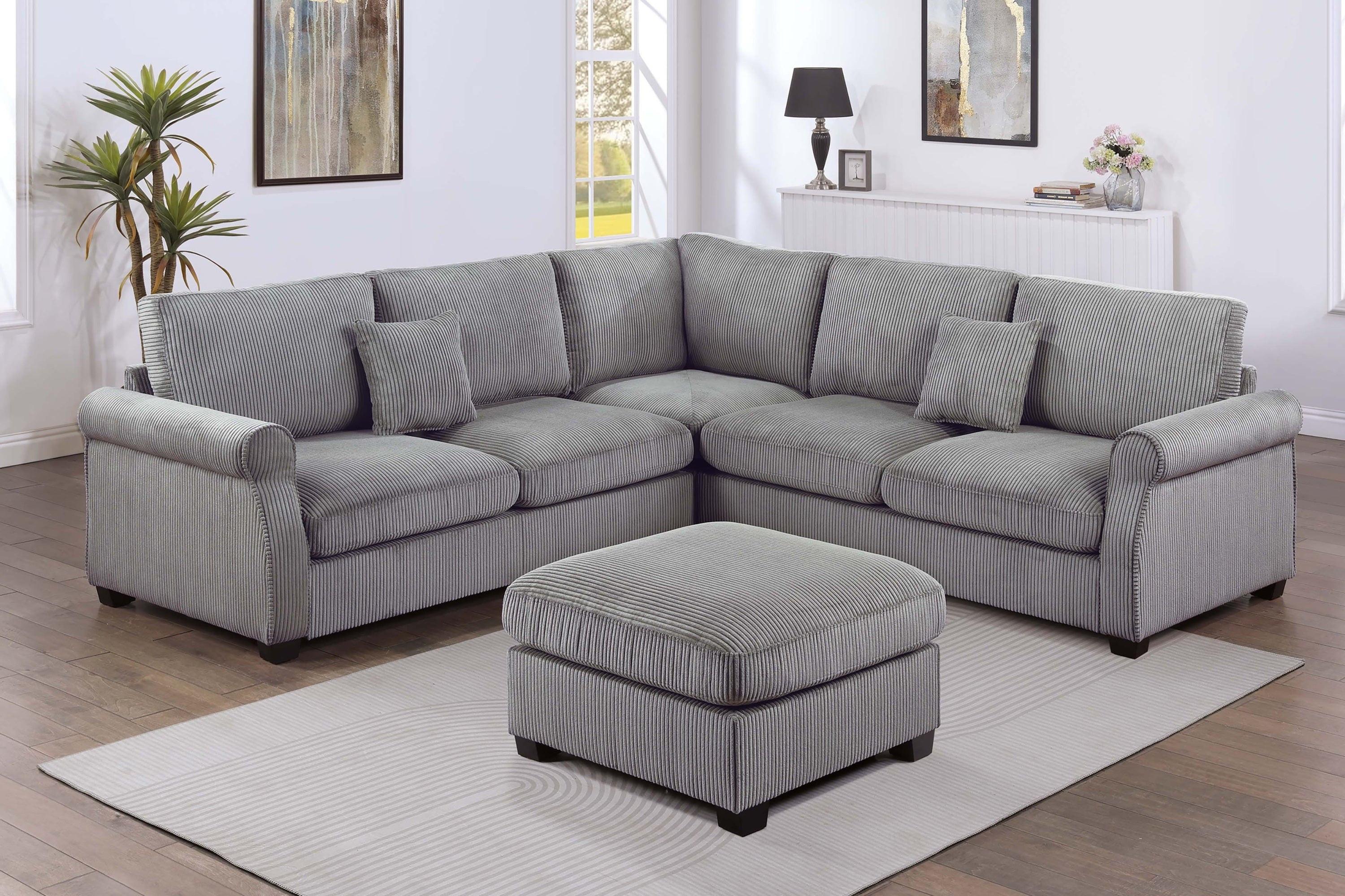 4pc Sectional Set with Matching Pillows and Ottoman.