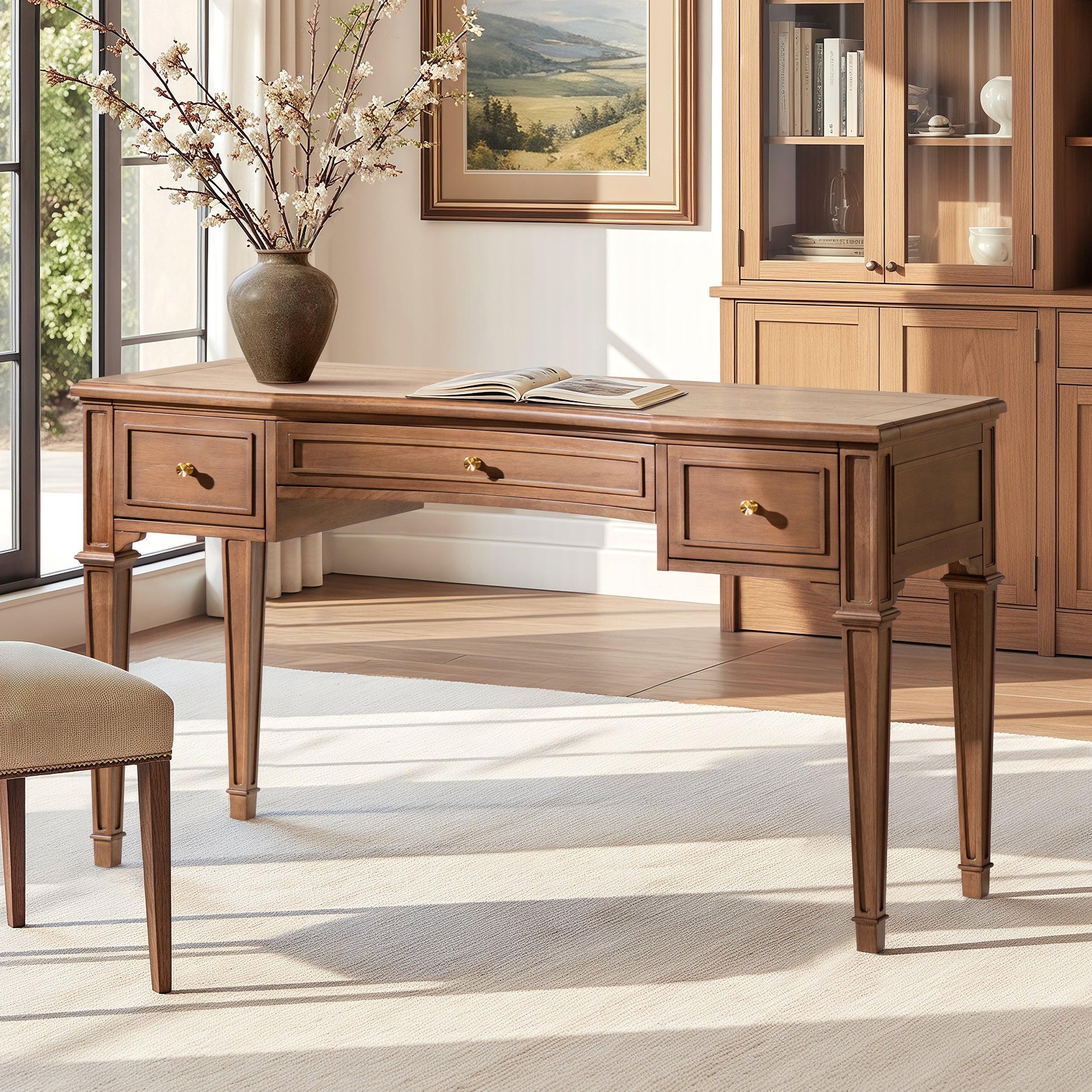 Dauphin 55' Executive Desk Rubber Wood with 3 Drawers.