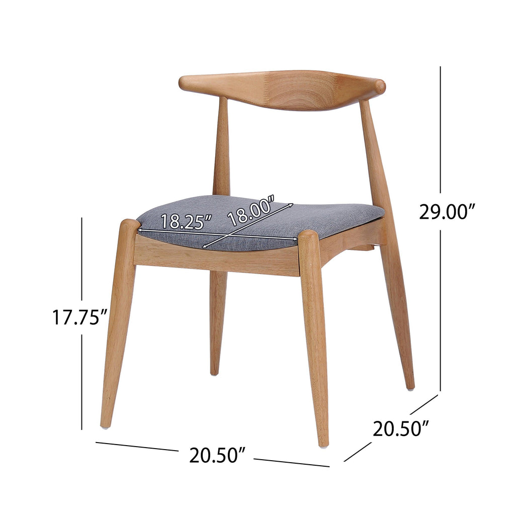 2 Vintage Rubberwood Dining Chairs with Ergonomic Backrest.
