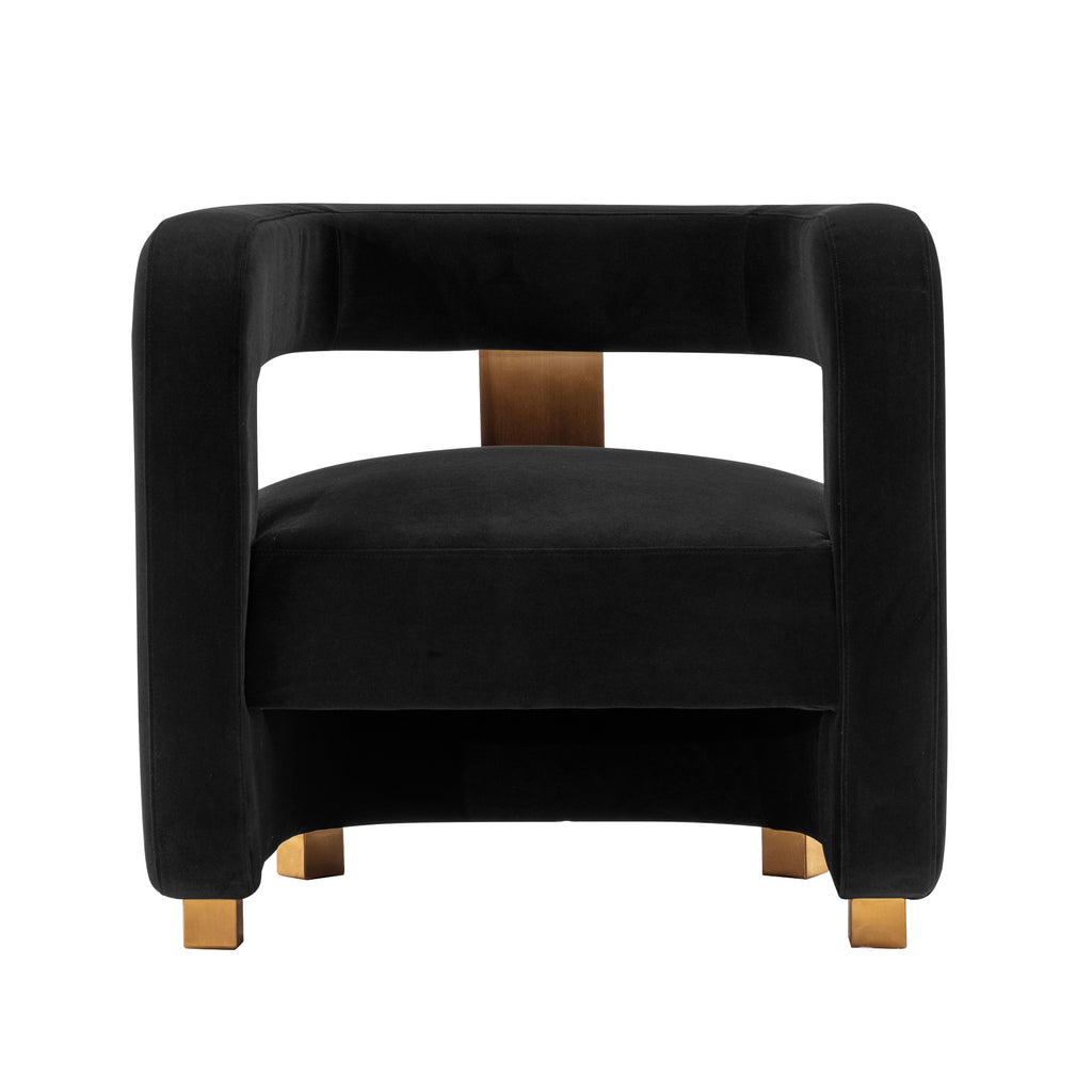 Amirah Velvet Lounge Chair in Black