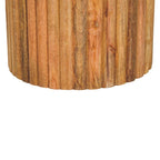 Artisan Solid Wood Fluted Marble Side Table.