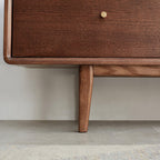 Solid Red Oak TV Cabinet with Glass Doors and Storage.