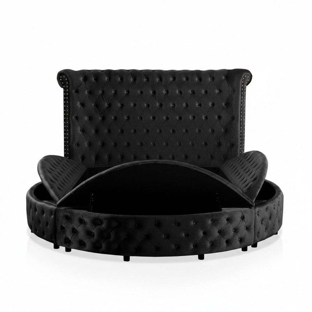 Glam Round Bed with Wingback and USB Charging.