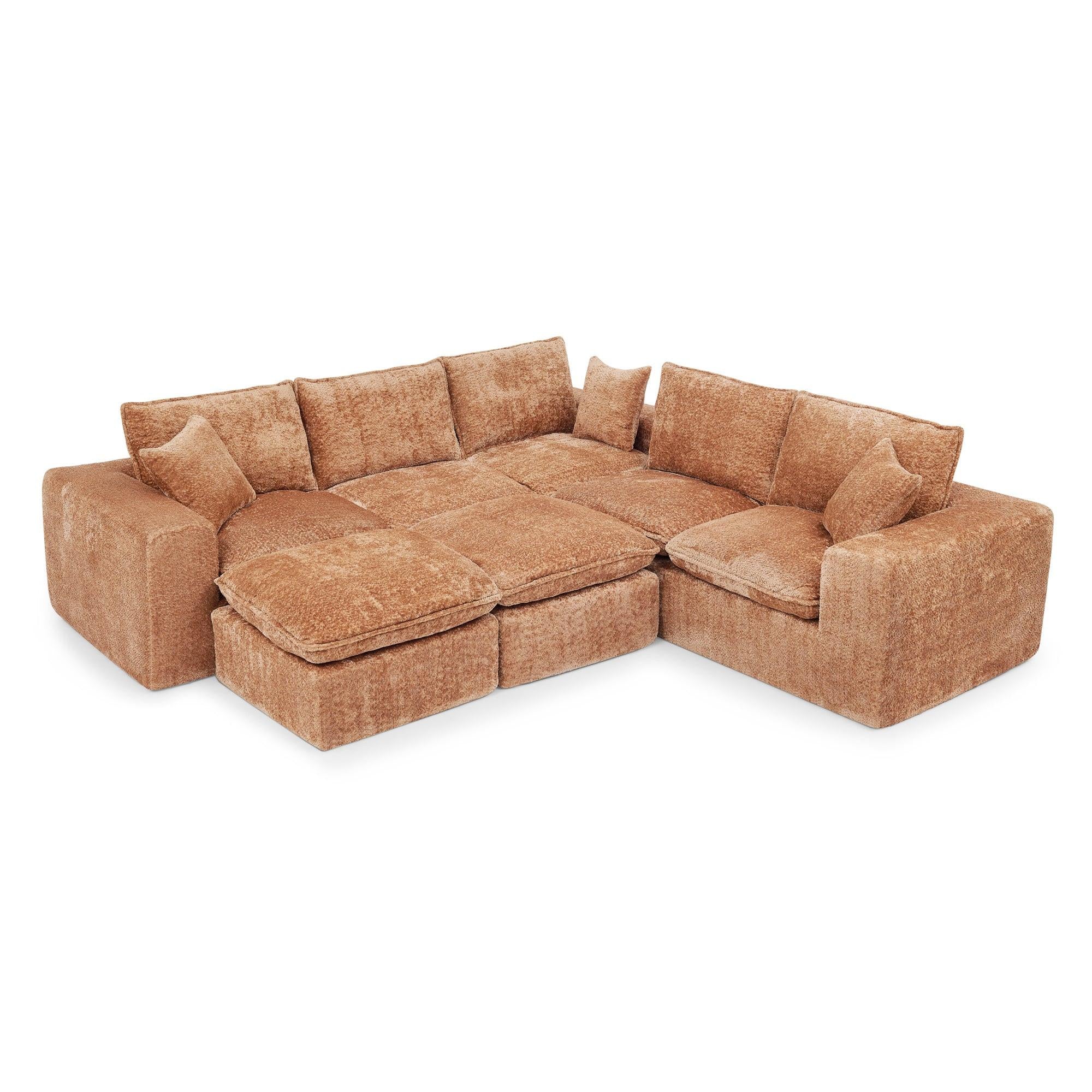 107'' Modern Boucle Sectional Sofa with Ottomans.