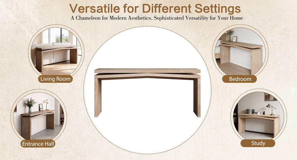 65-Inch Rustic Farmhouse Console Table for Living Room.