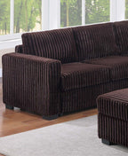 L-Shaped Sectional Set with USB Cup Holders & Ottoman.