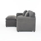 Modular Sectional Sofa Grey with Ottoman for Living Room.